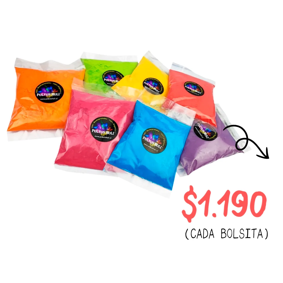 Polvo Holi bolsa de 100 grs.